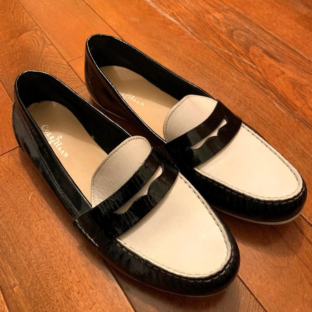 Cole Haan Leather Black and White Loafers